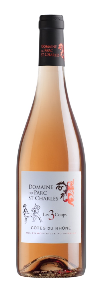 Les 3 Coups rosé, Côtes du Rhône, vin rosé du Domaine du Parc Saint-Charles, caviste à Lyon 8 (Cave Saint Charles)